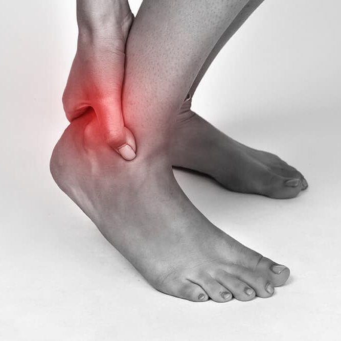 Achilles Tendinopathy marked with red flash